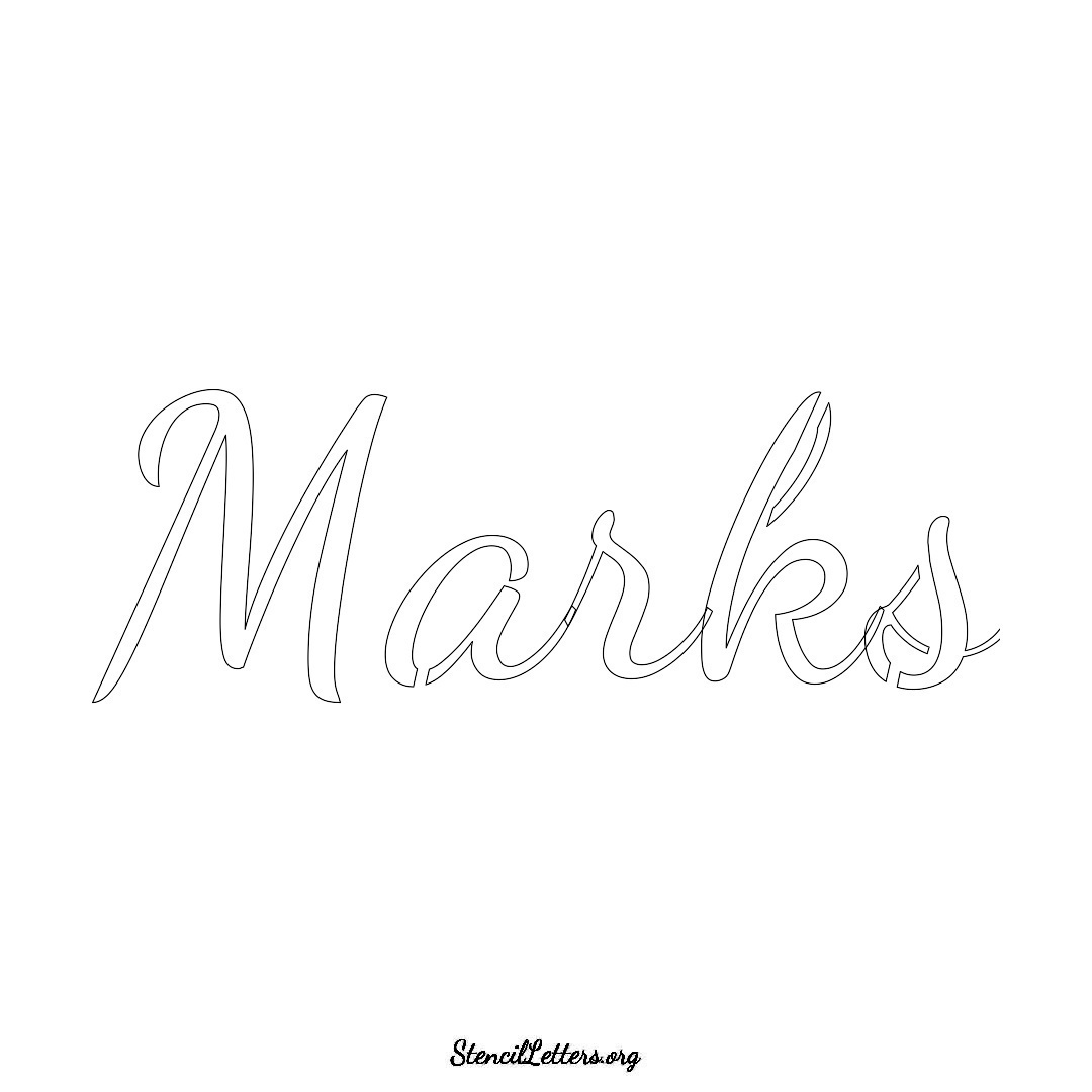 Marks name stencil in Cursive Script Lettering