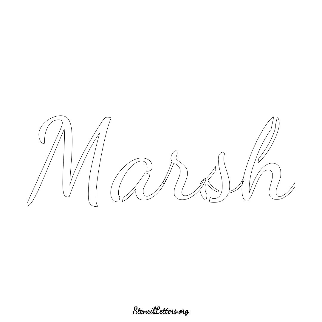 Marsh name stencil in Cursive Script Lettering