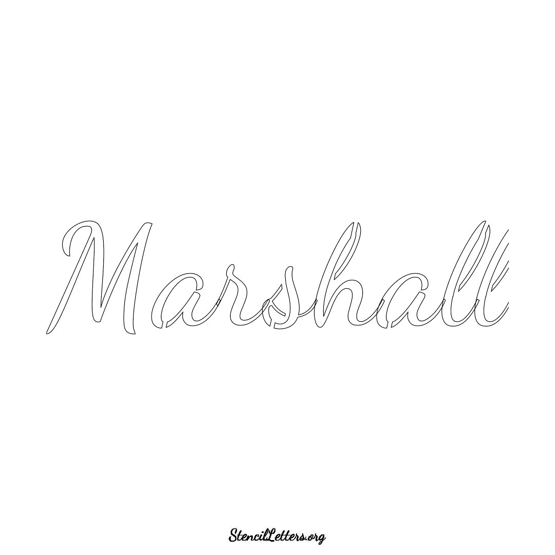 Marshall name stencil in Cursive Script Lettering