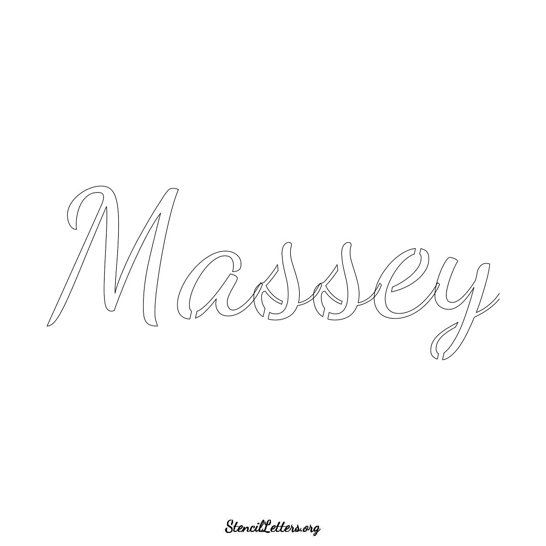 Massey name stencil in Cursive Script Lettering