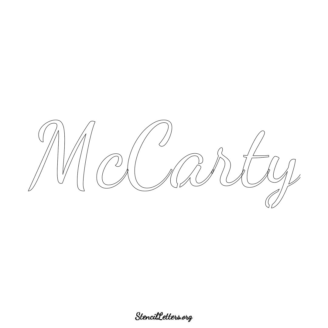 McCarty name stencil in Cursive Script Lettering