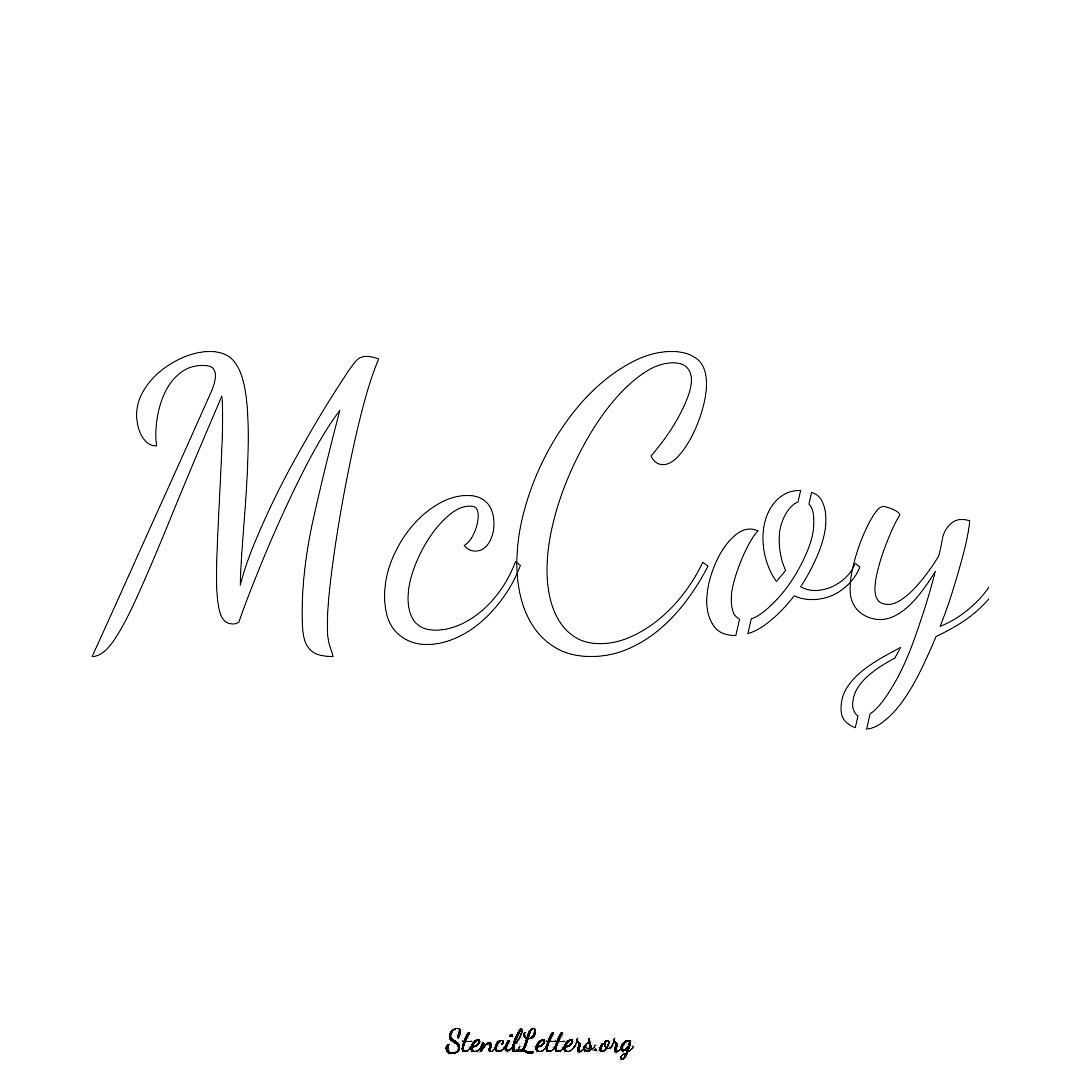 McCoy name stencil in Cursive Script Lettering