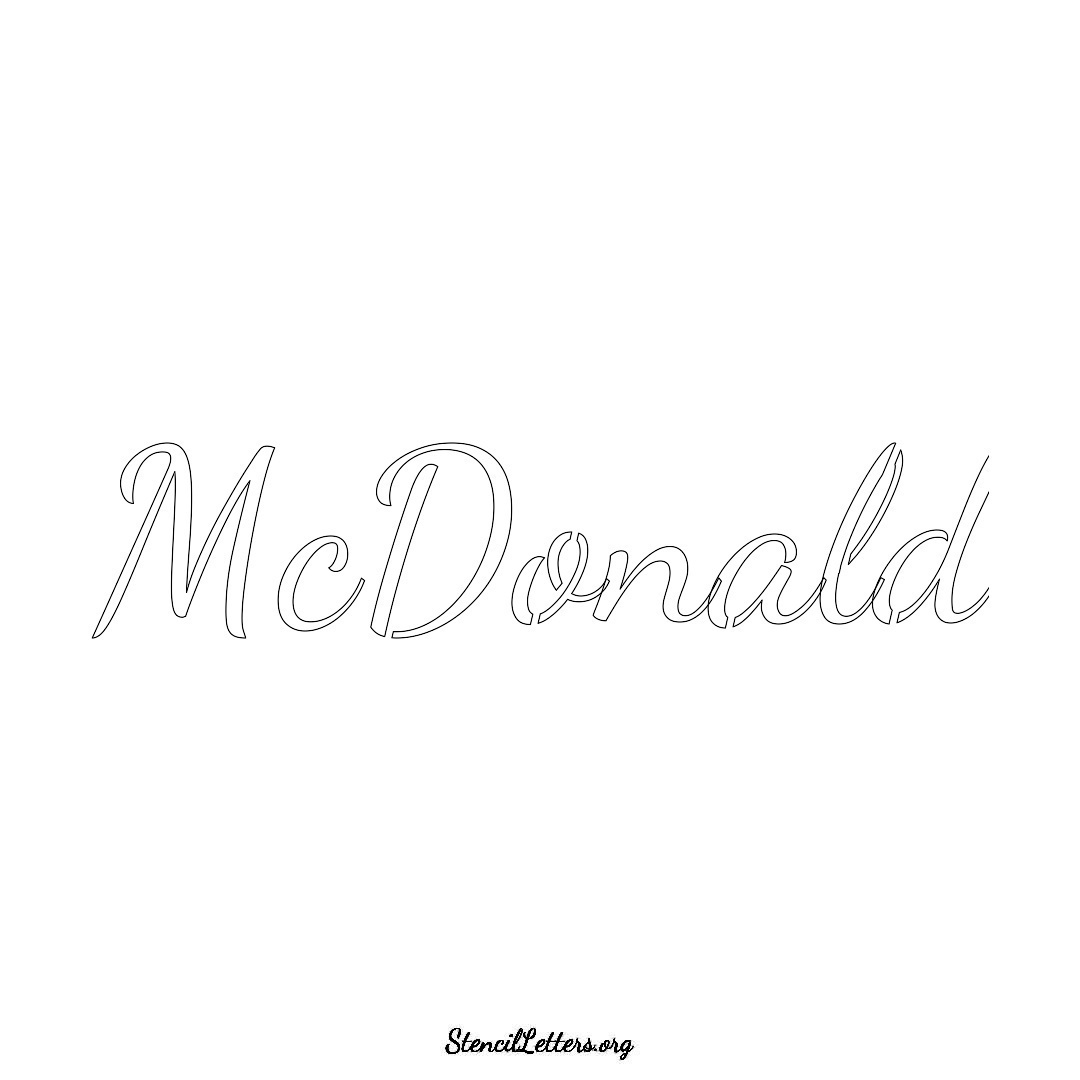 McDonald name stencil in Cursive Script Lettering