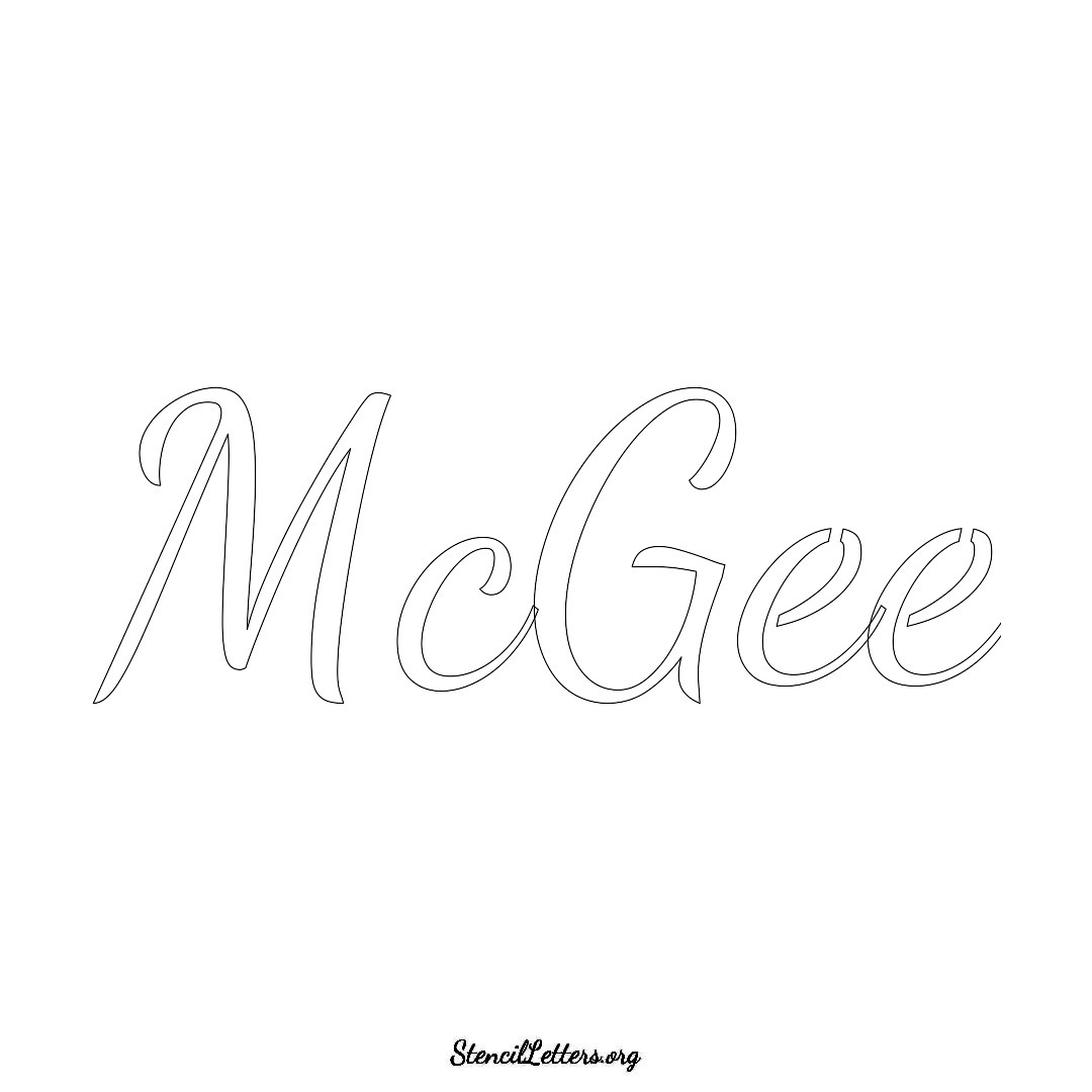 McGee name stencil in Cursive Script Lettering