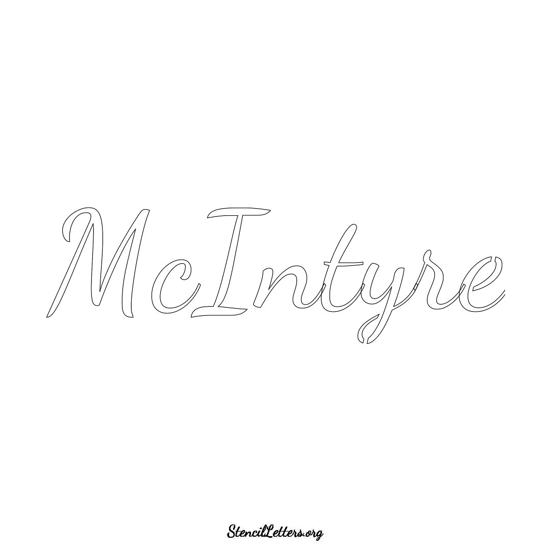 McIntyre name stencil in Cursive Script Lettering