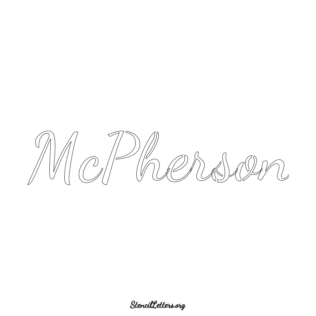 McPherson name stencil in Cursive Script Lettering