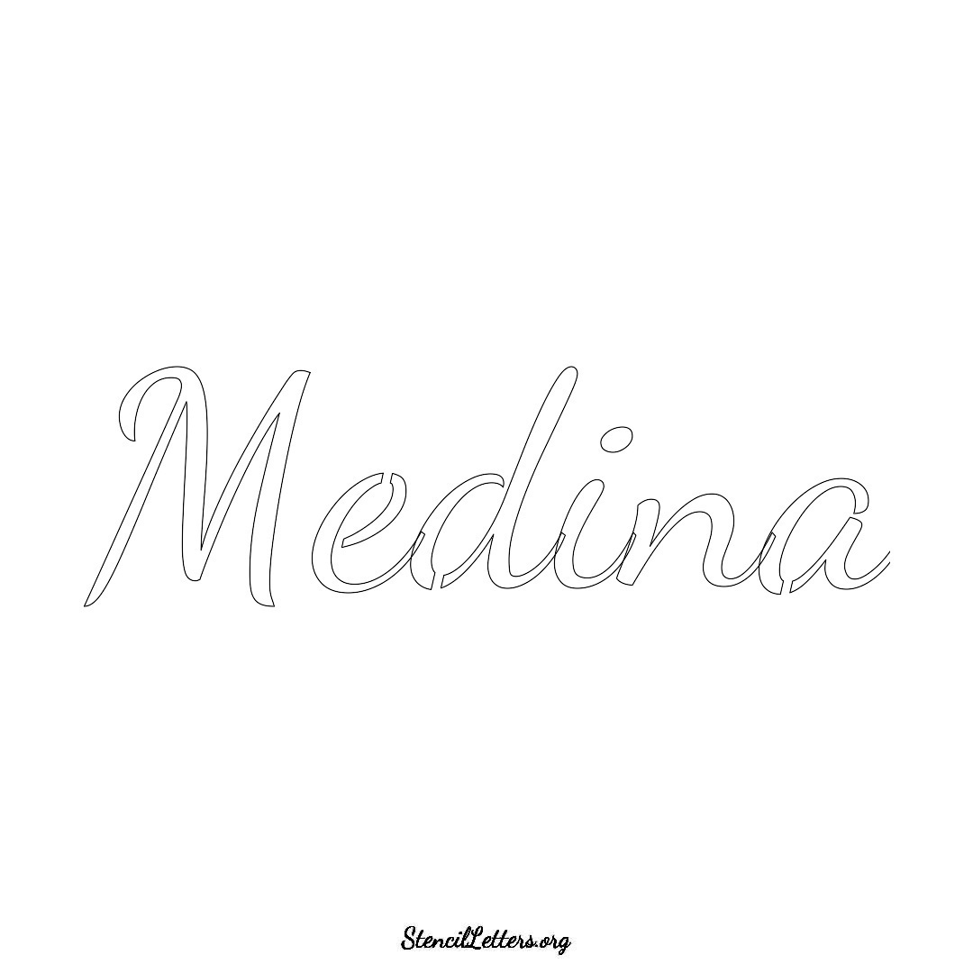 Medina name stencil in Cursive Script Lettering