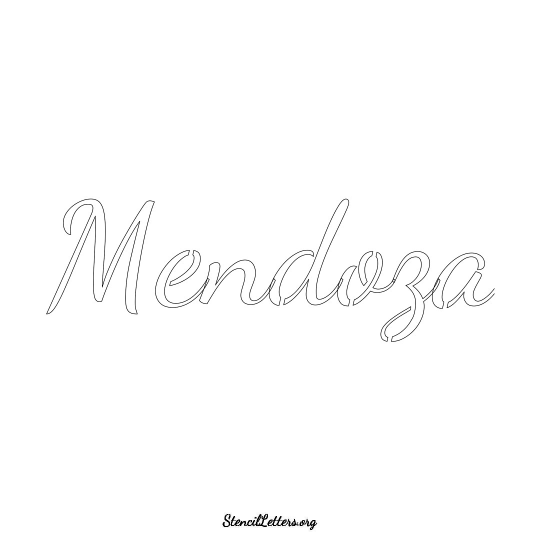 Mendoza name stencil in Cursive Script Lettering