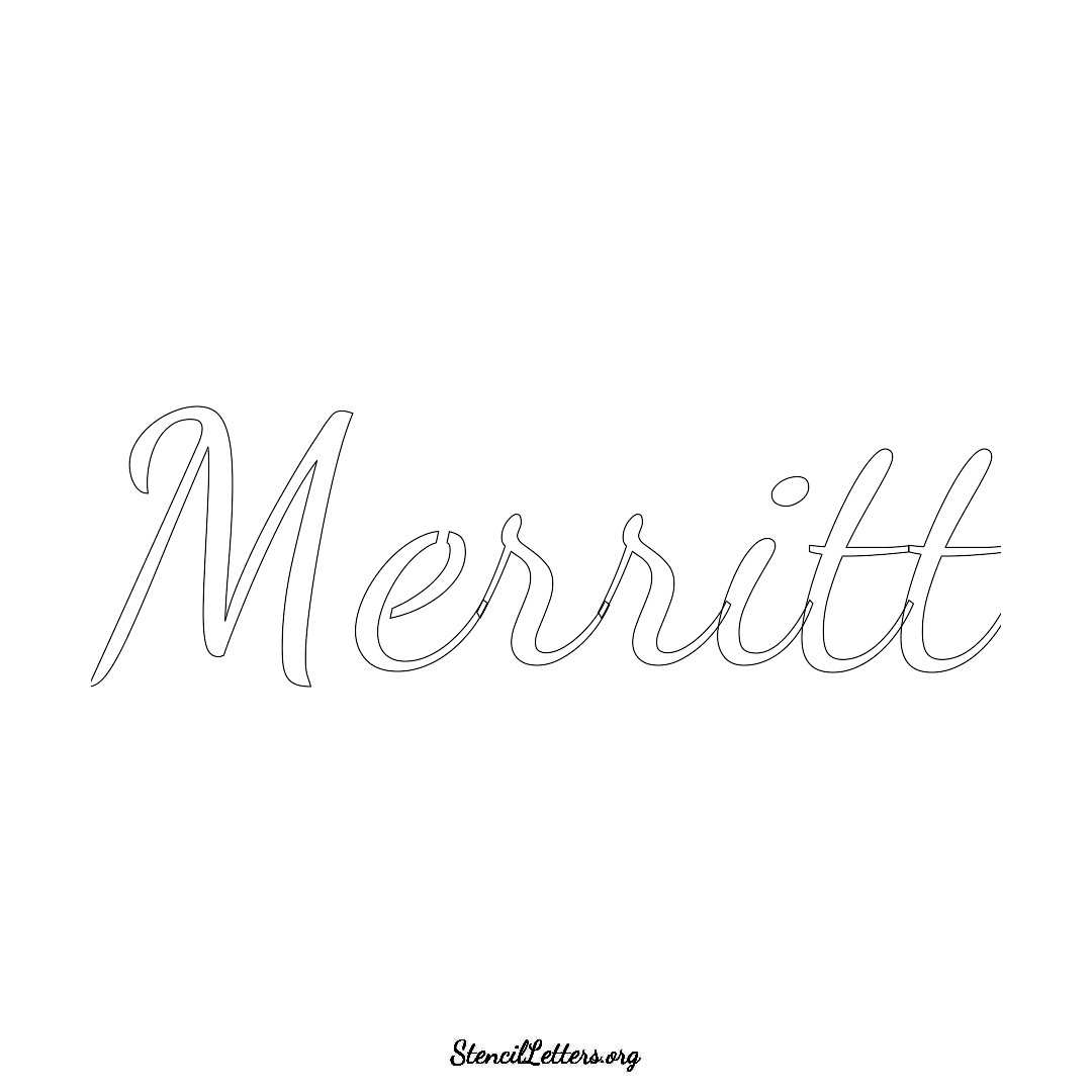 Merritt name stencil in Cursive Script Lettering