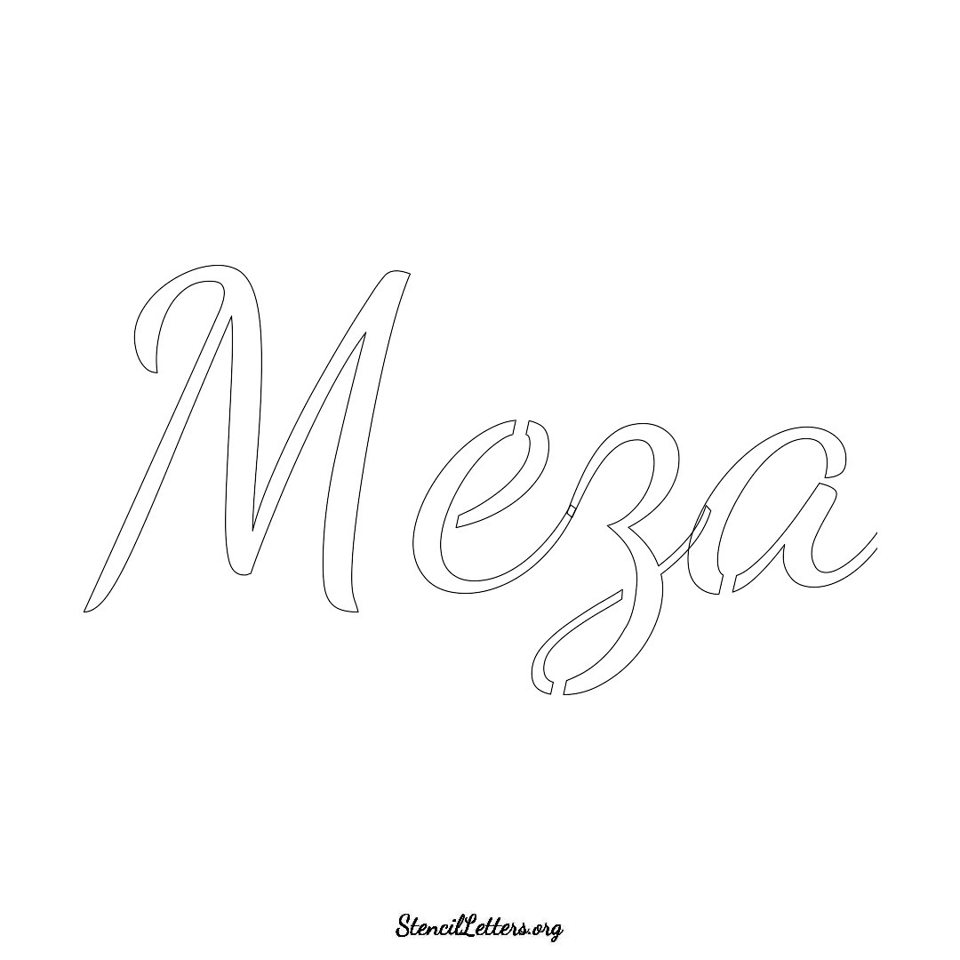Meza name stencil in Cursive Script Lettering