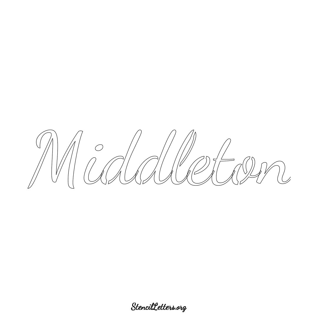 Middleton name stencil in Cursive Script Lettering