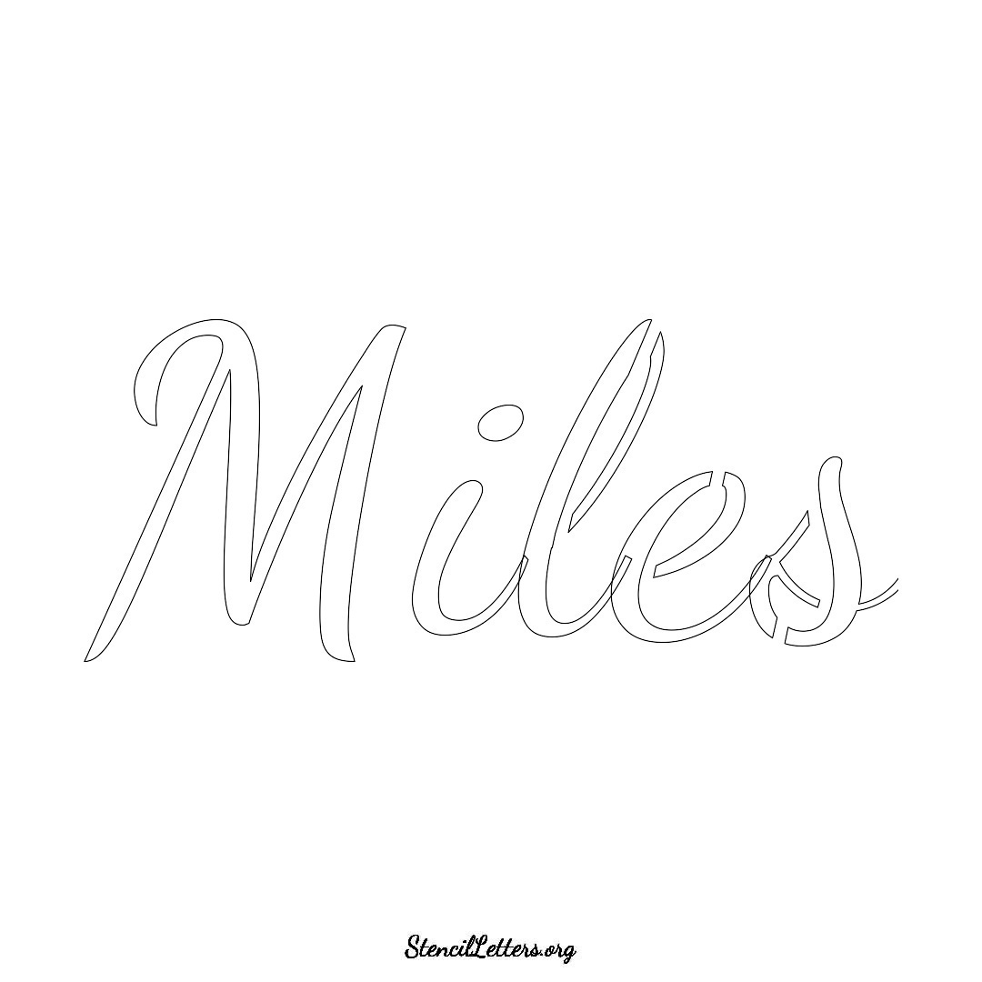 Miles name stencil in Cursive Script Lettering