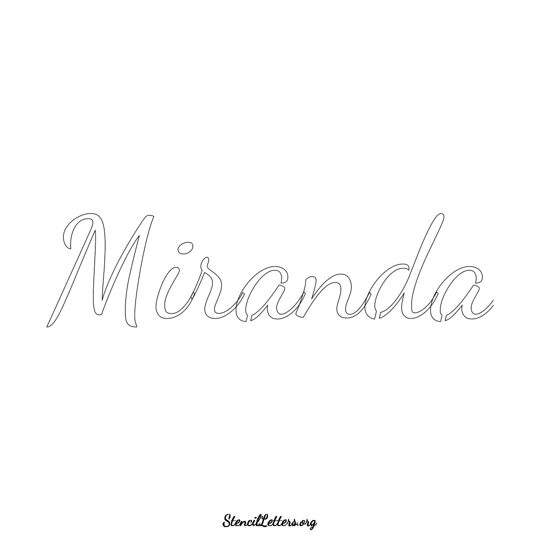 Miranda name stencil in Cursive Script Lettering