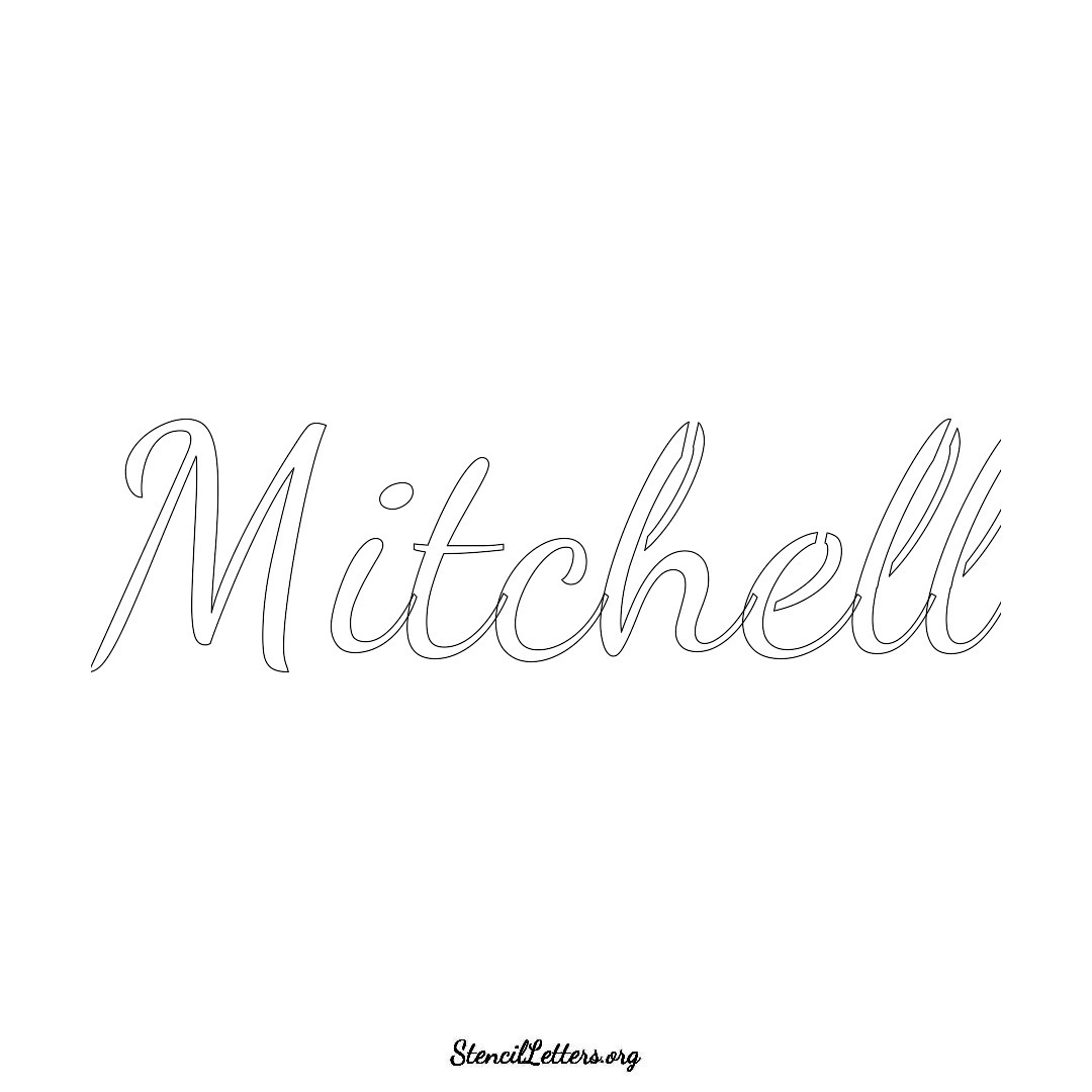Mitchell name stencil in Cursive Script Lettering