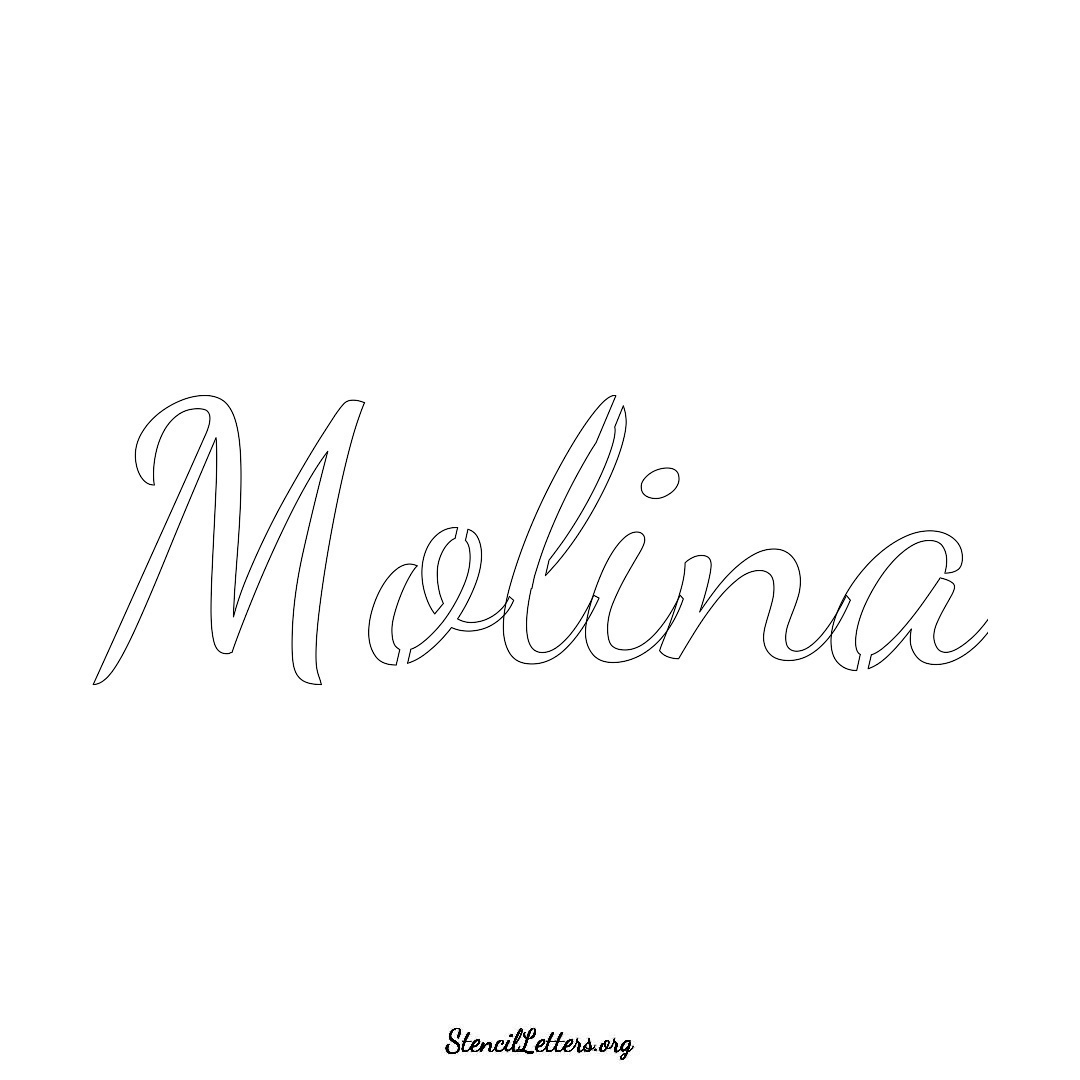 Molina name stencil in Cursive Script Lettering