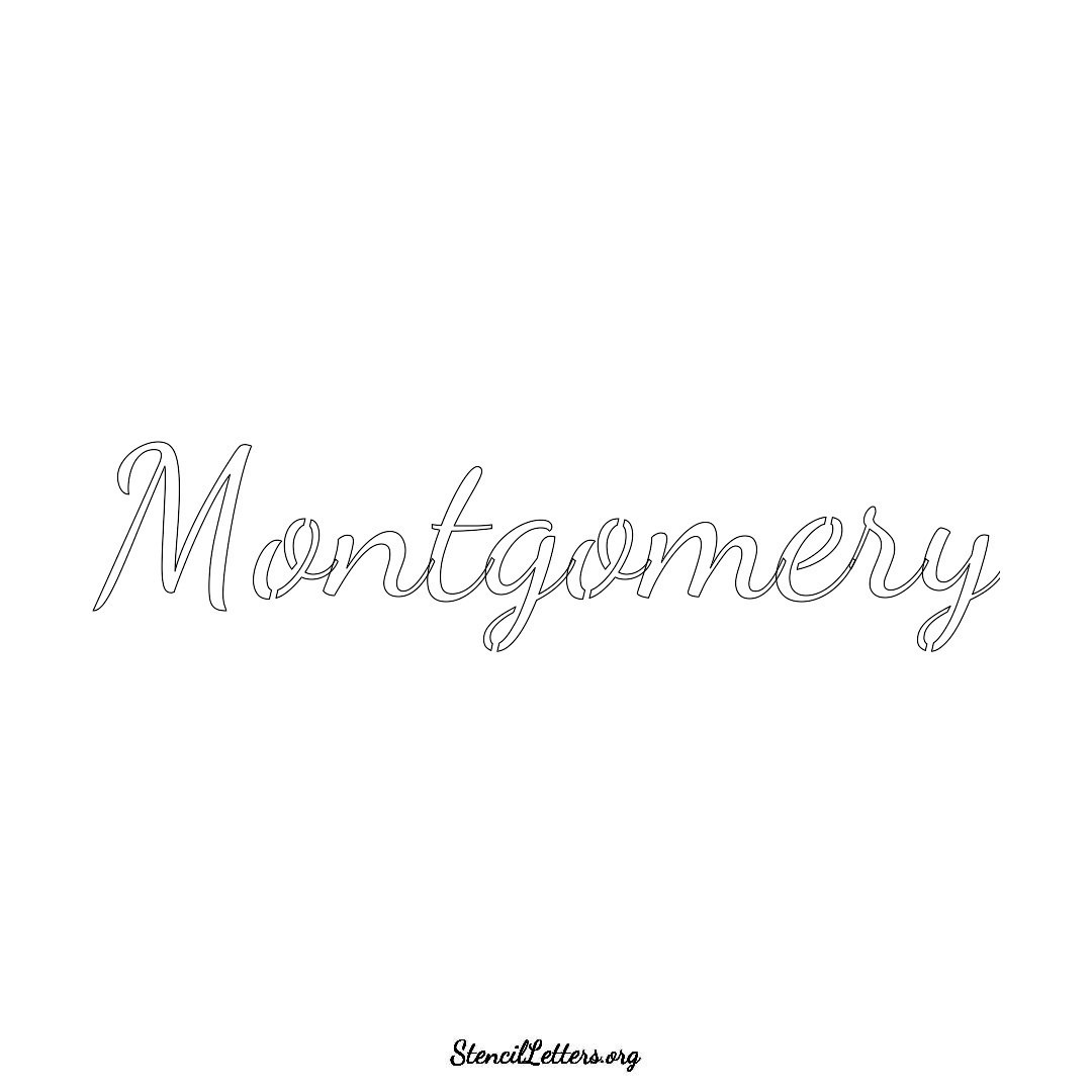 Montgomery name stencil in Cursive Script Lettering