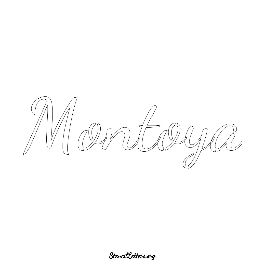 Montoya name stencil in Cursive Script Lettering
