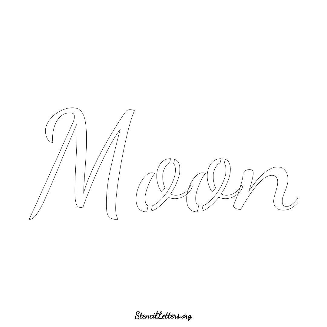 Moon name stencil in Cursive Script Lettering