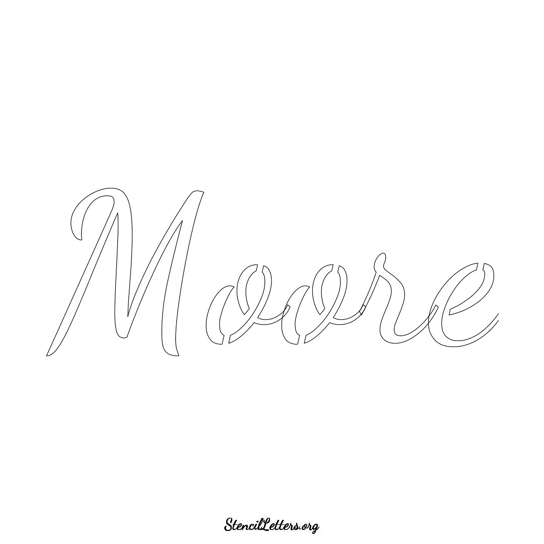 Moore name stencil in Cursive Script Lettering