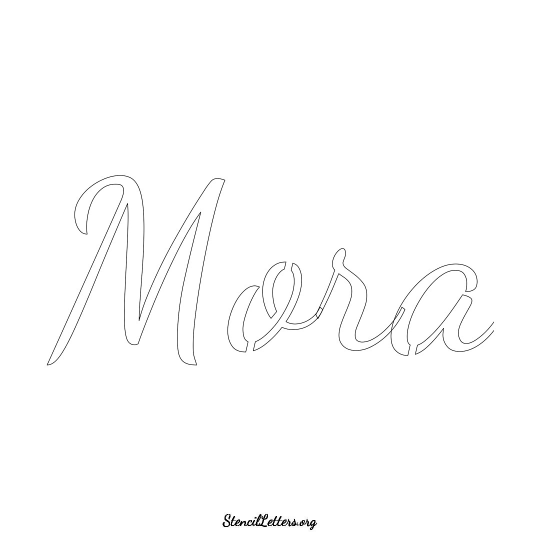 Mora name stencil in Cursive Script Lettering