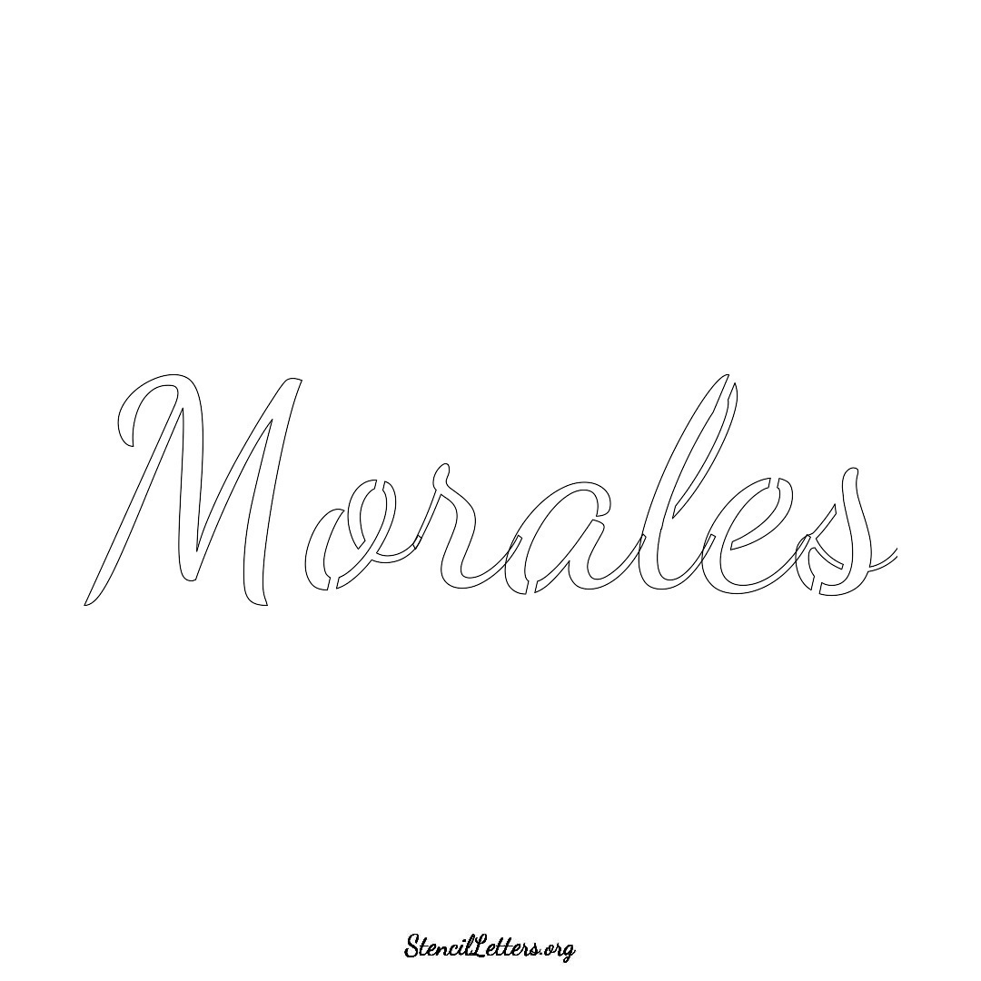 Morales name stencil in Cursive Script Lettering
