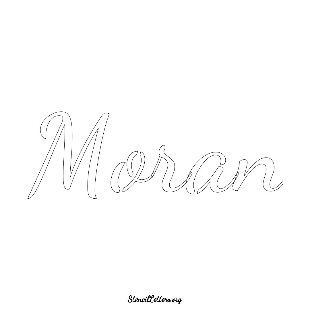 Moran name stencil in Cursive Script Lettering