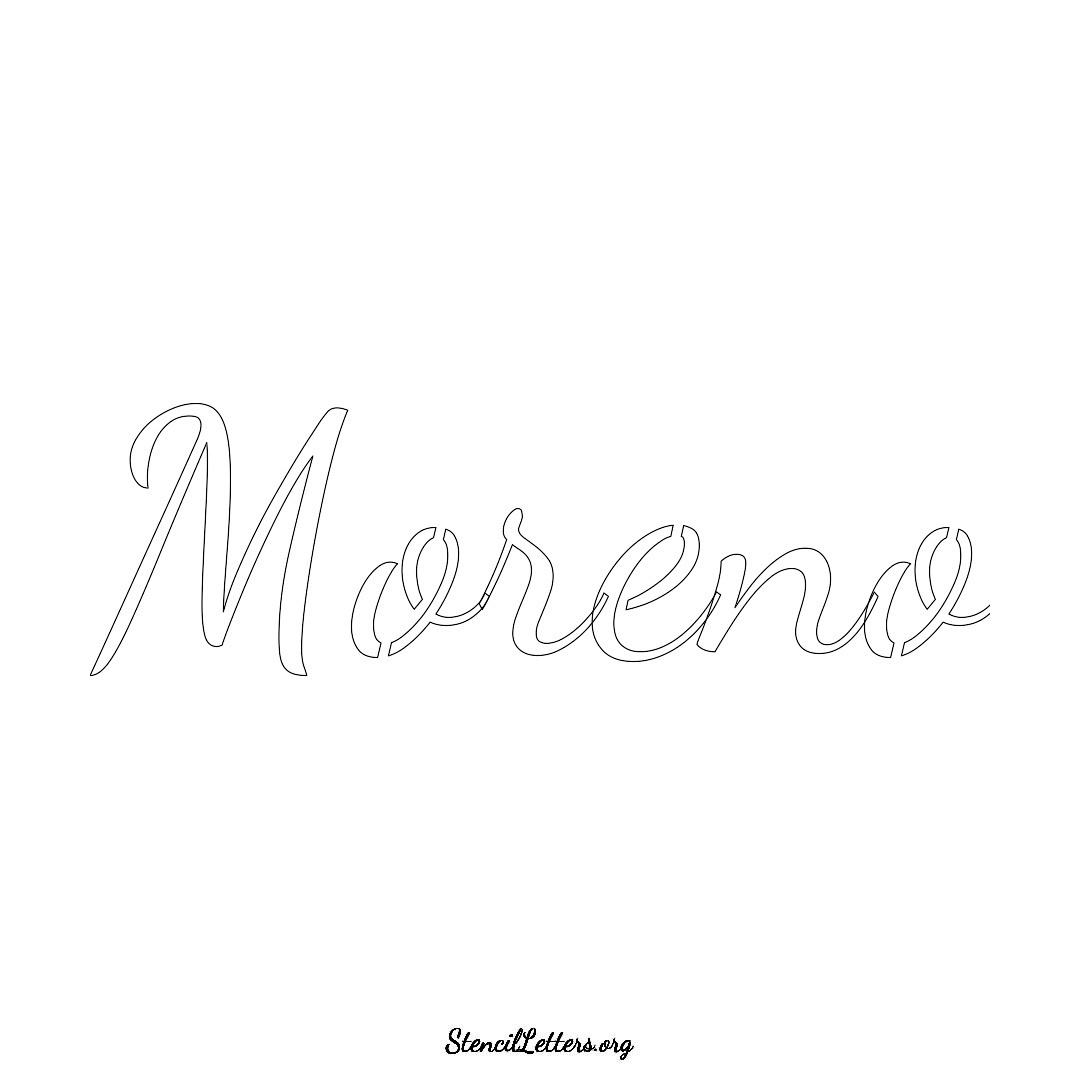 Moreno name stencil in Cursive Script Lettering
