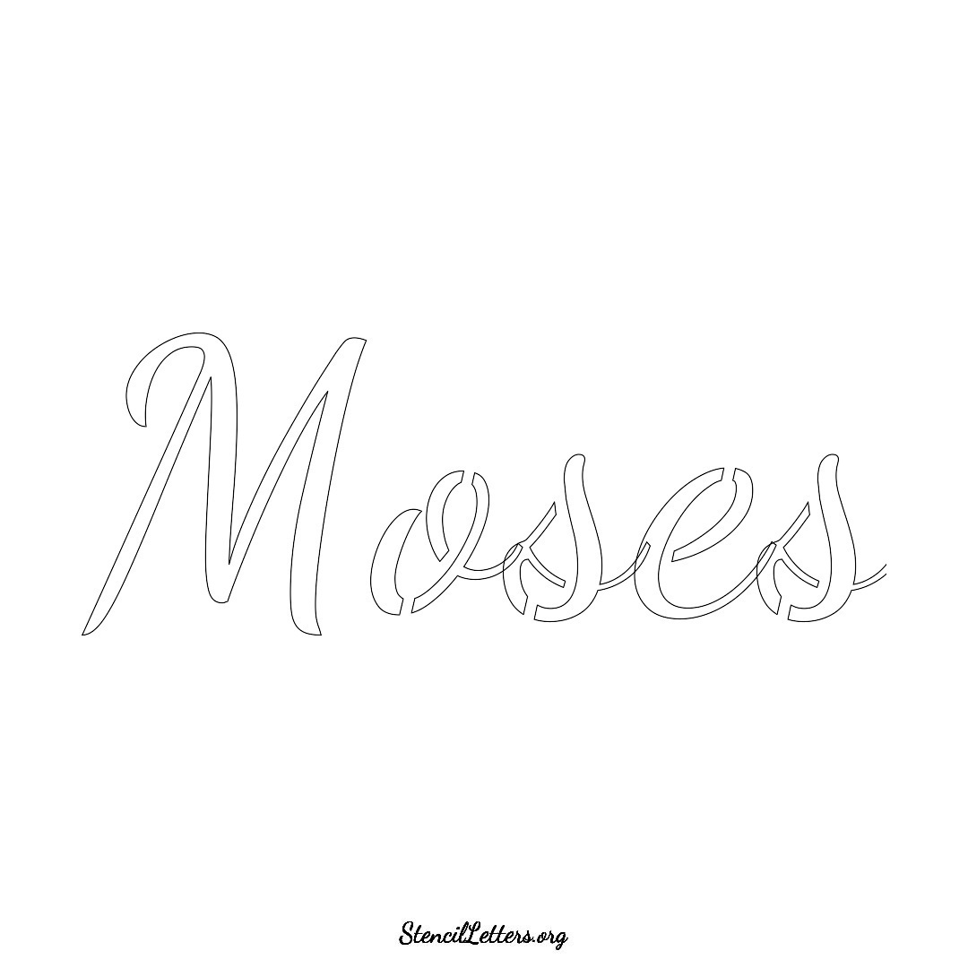 Moses name stencil in Cursive Script Lettering