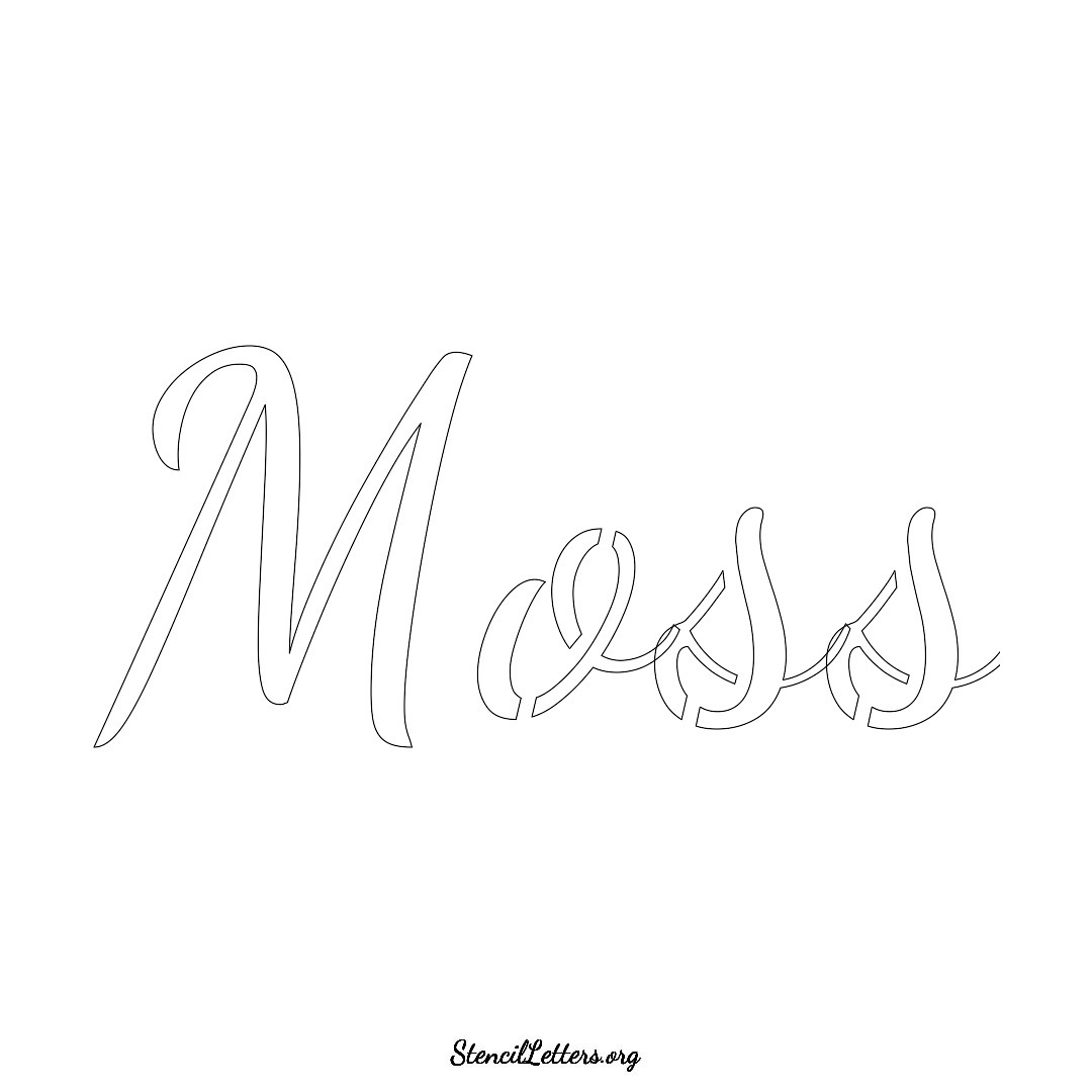 Moss name stencil in Cursive Script Lettering