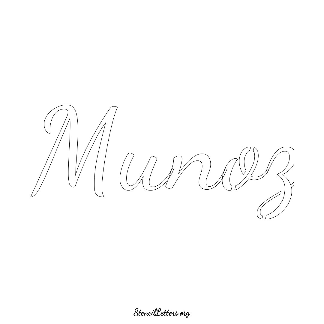 Munoz name stencil in Cursive Script Lettering