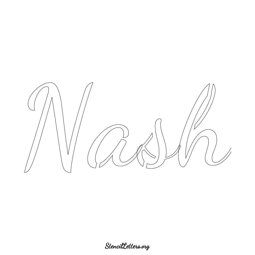 Nash name stencil in Cursive Script Lettering