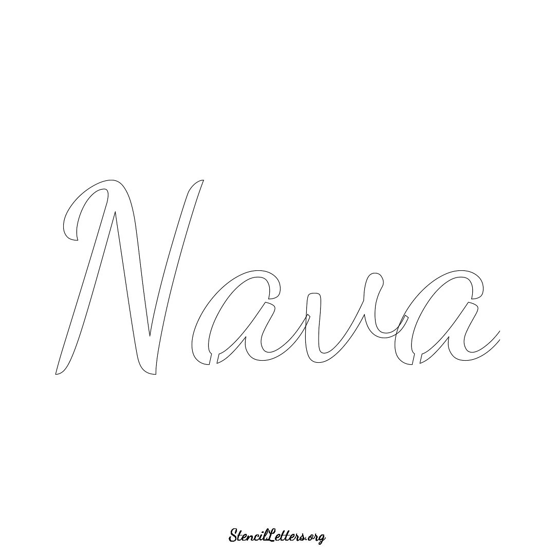 Nava name stencil in Cursive Script Lettering