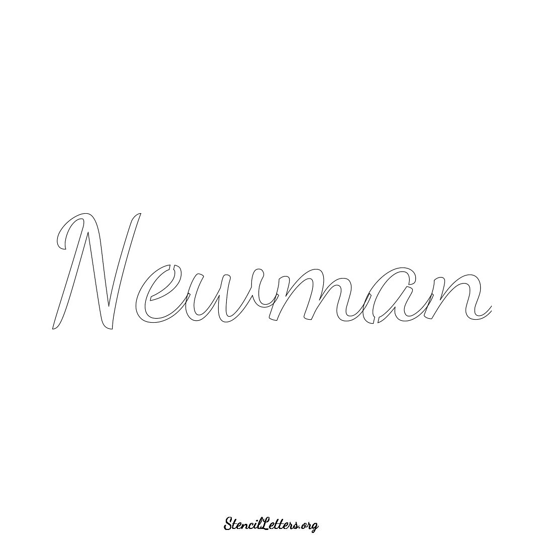 Newman name stencil in Cursive Script Lettering