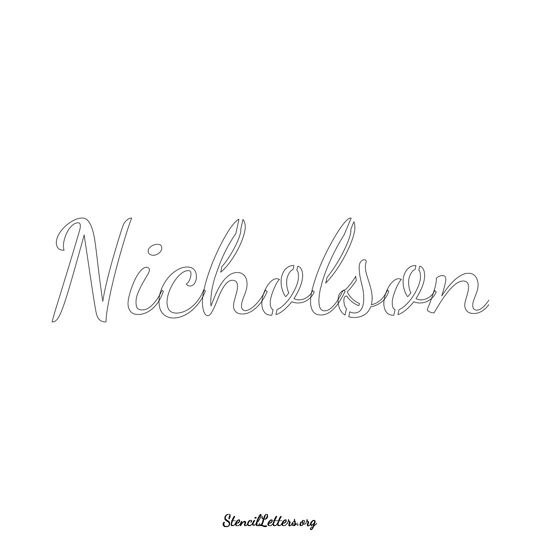 Nicholson name stencil in Cursive Script Lettering