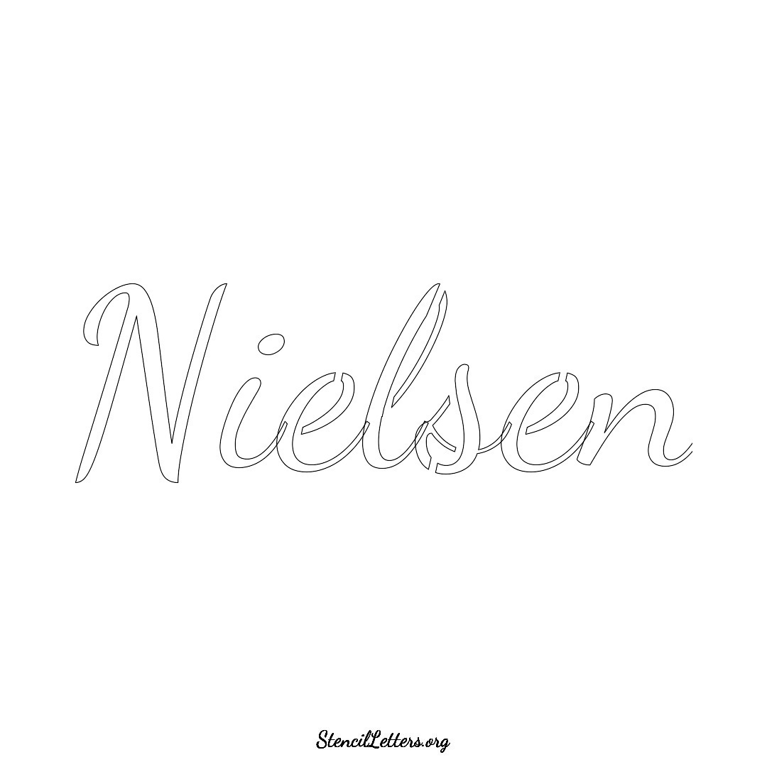 Nielsen name stencil in Cursive Script Lettering