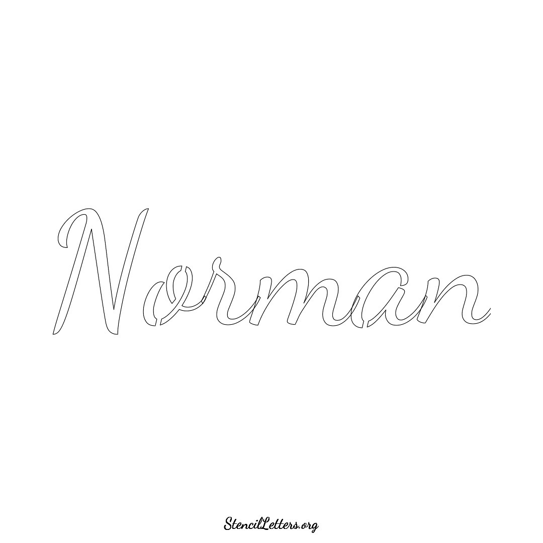 Norman name stencil in Cursive Script Lettering