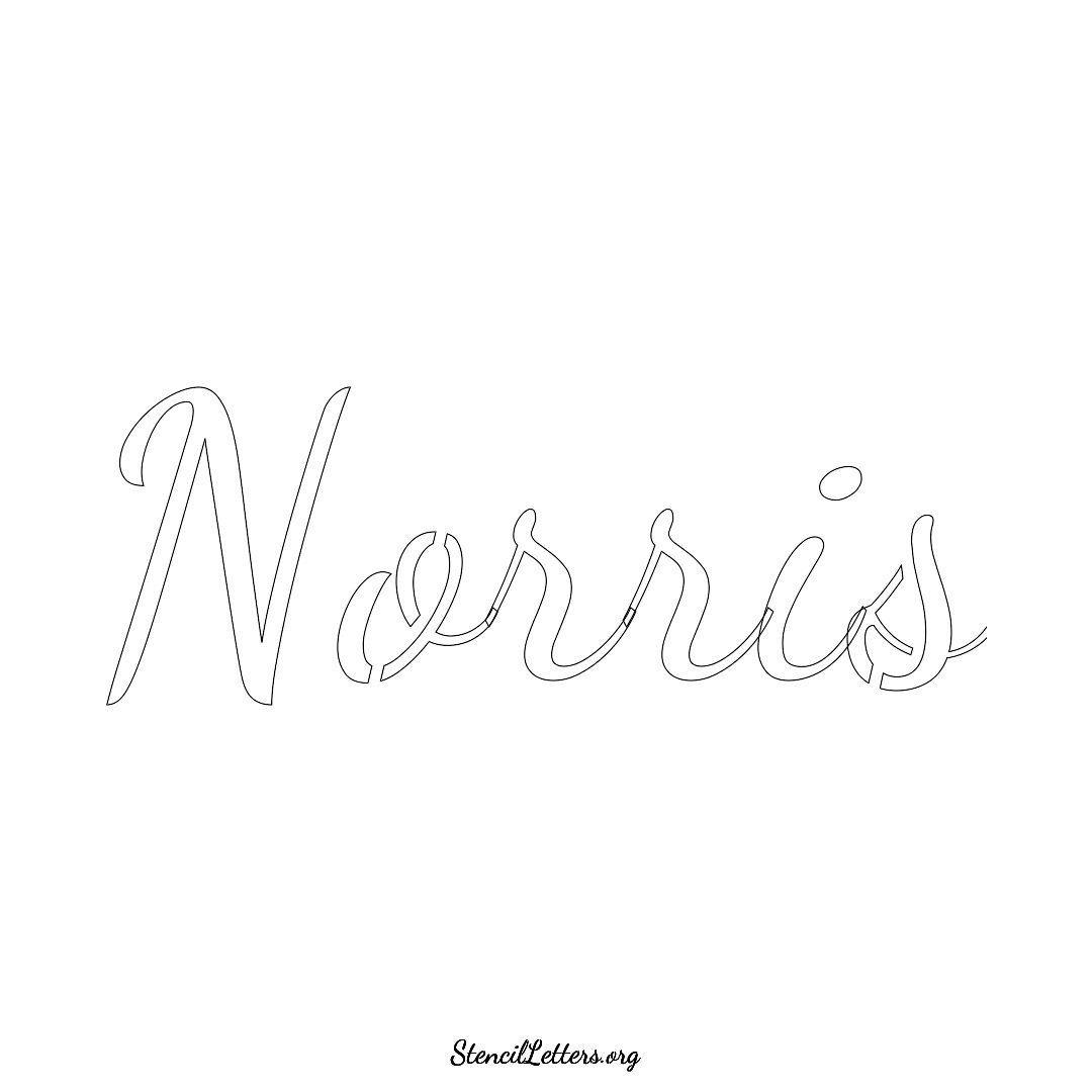 Norris name stencil in Cursive Script Lettering