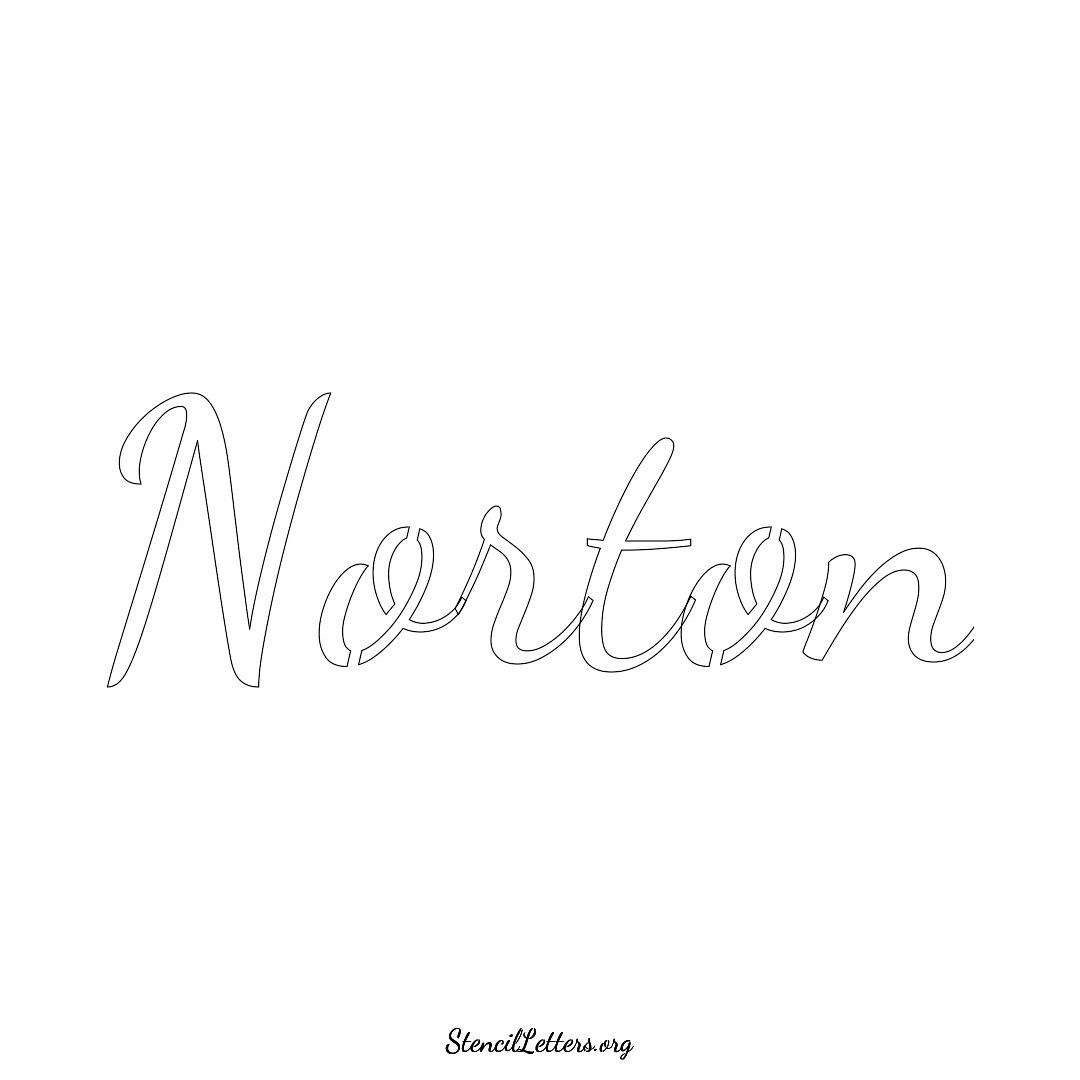 Norton name stencil in Cursive Script Lettering