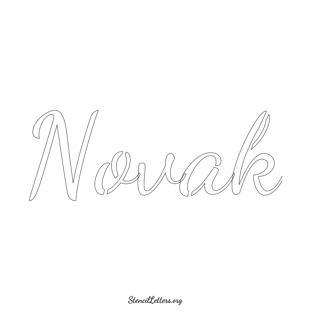 Novak name stencil in Cursive Script Lettering