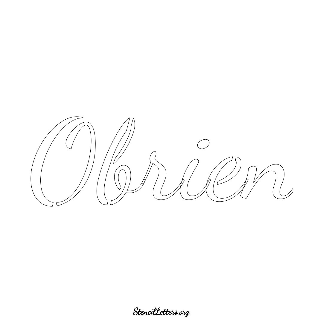 Obrien name stencil in Cursive Script Lettering