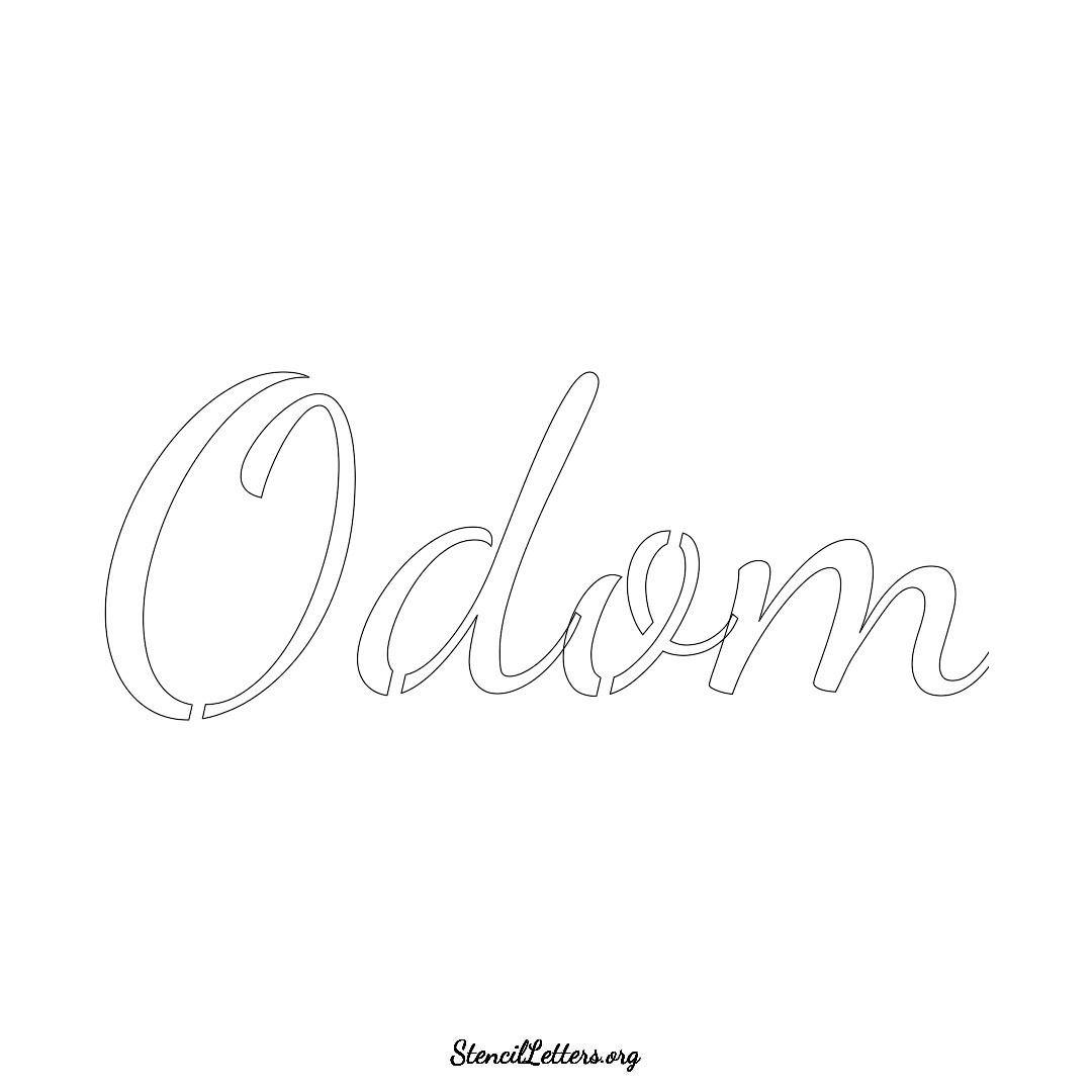 Odom name stencil in Cursive Script Lettering