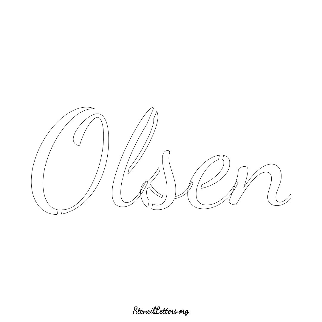 Olsen name stencil in Cursive Script Lettering