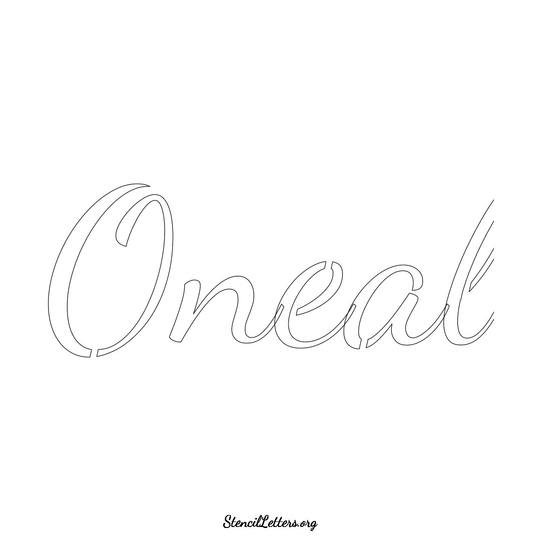 Oneal name stencil in Cursive Script Lettering