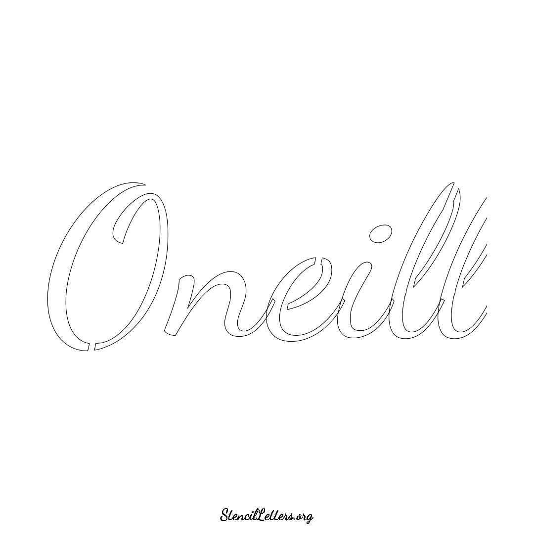 Oneill name stencil in Cursive Script Lettering