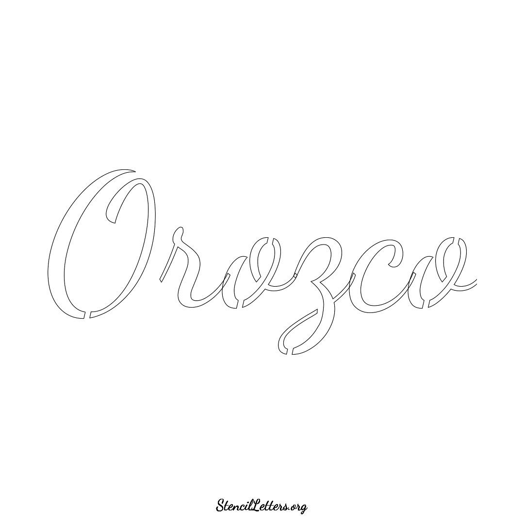 Orozco name stencil in Cursive Script Lettering