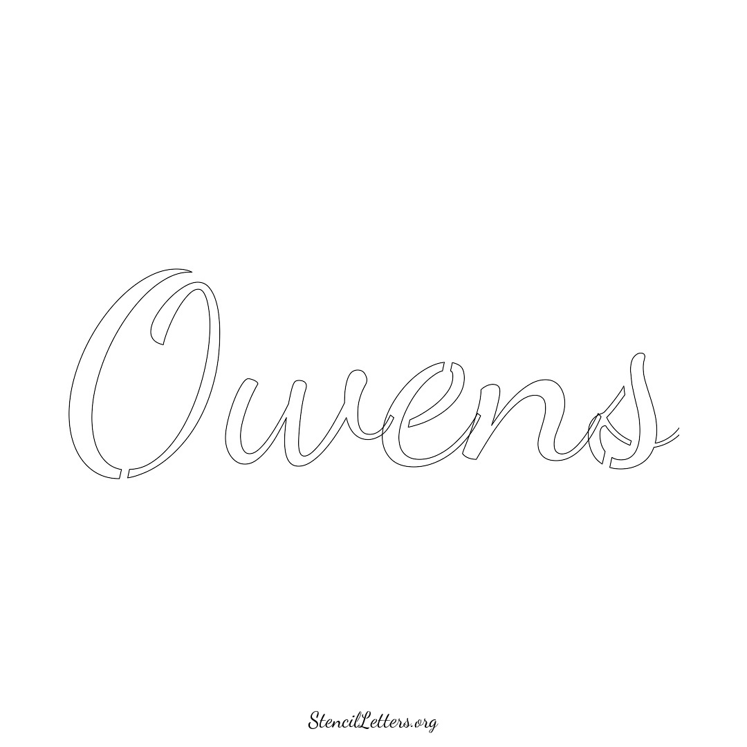 Owens name stencil in Cursive Script Lettering