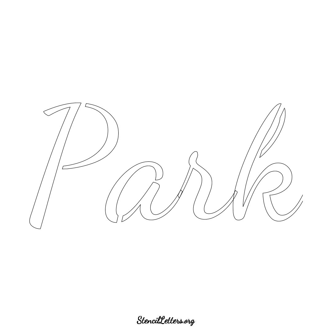 Park name stencil in Cursive Script Lettering