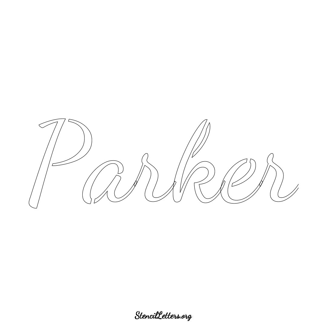 Parker name stencil in Cursive Script Lettering