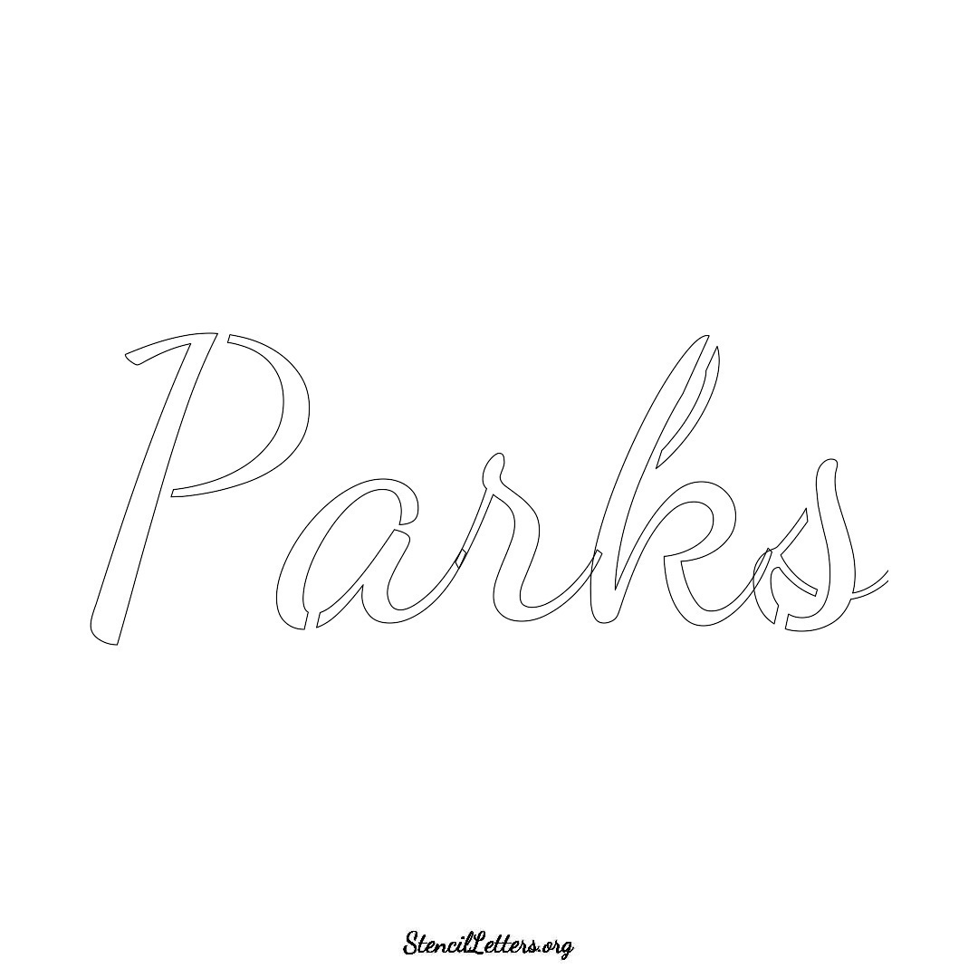 Parks name stencil in Cursive Script Lettering