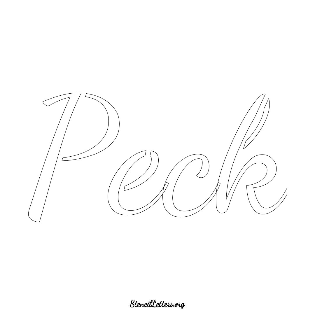 Peck name stencil in Cursive Script Lettering